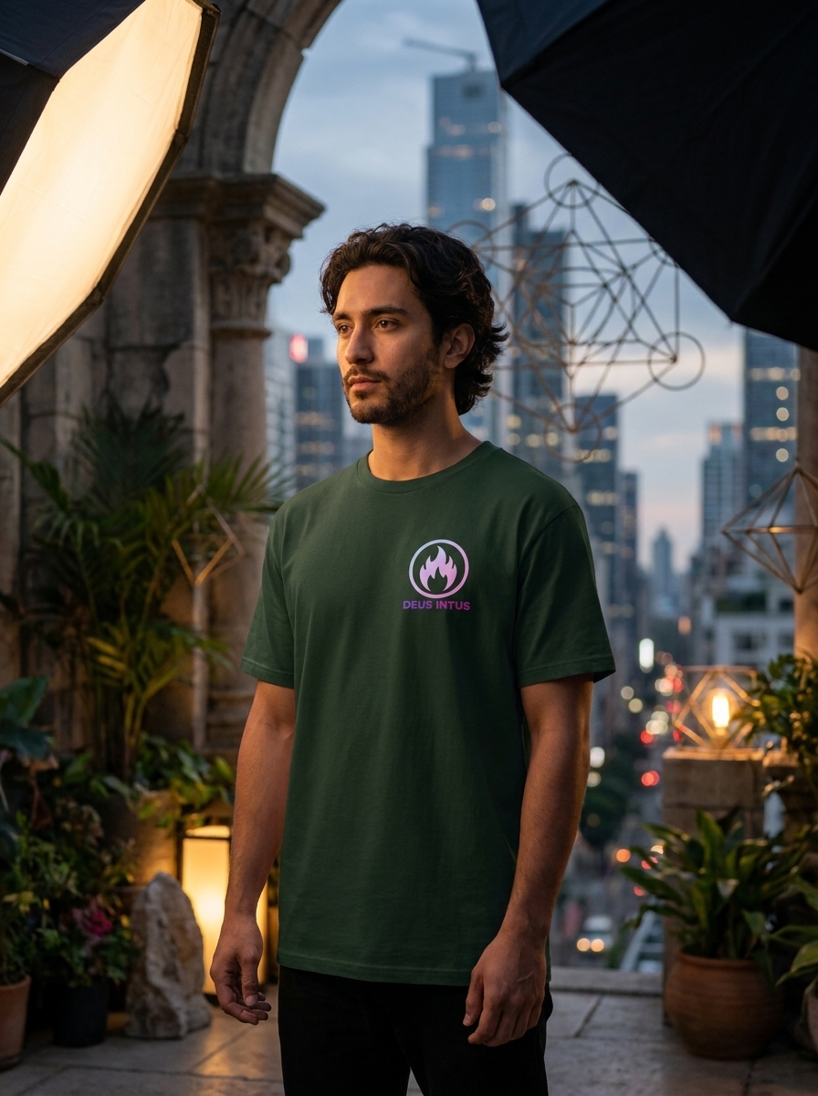 Stone Blue Deus Intus t-shirts featuring Sacred Geometry Men’s Oversized Organic Cotton T-Shirt artwork.